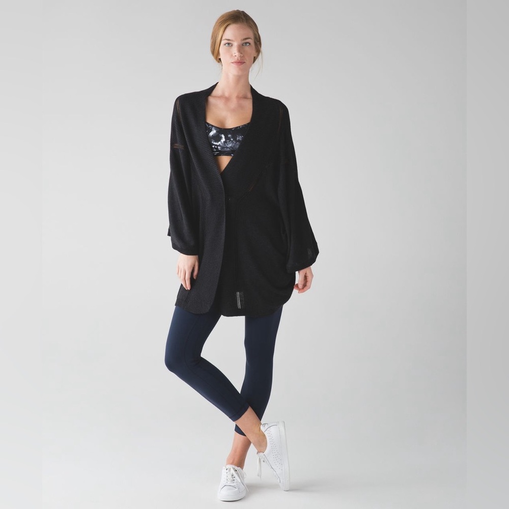 Lululemon Breeze Easy Wrap Heathered Black Cashmere Bamboo Cardigan